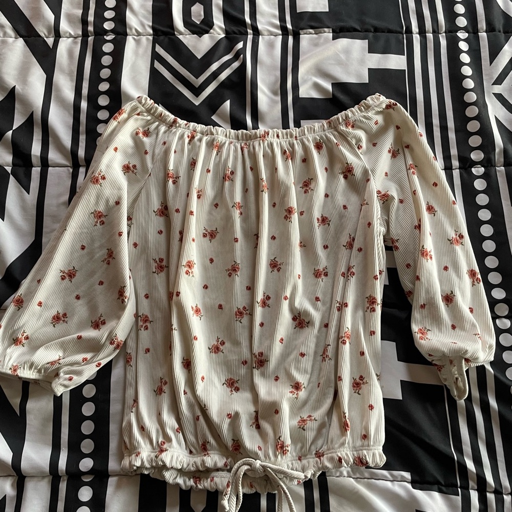 Floral Off-Shoulder Cream Top